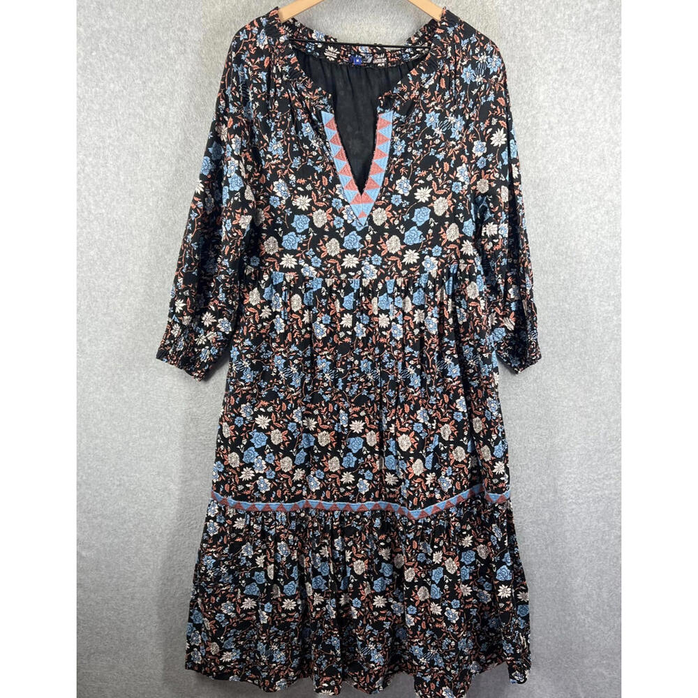 Anthropologieβ Roβs Garden Womens M Midi Dress Floral 100% Cotton Boho Vacation
